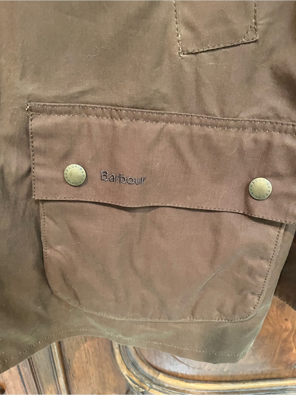 Barbour Ashby Brown Waxed Field Jacket with Black Corduroy Collar - Picture 7 of 7